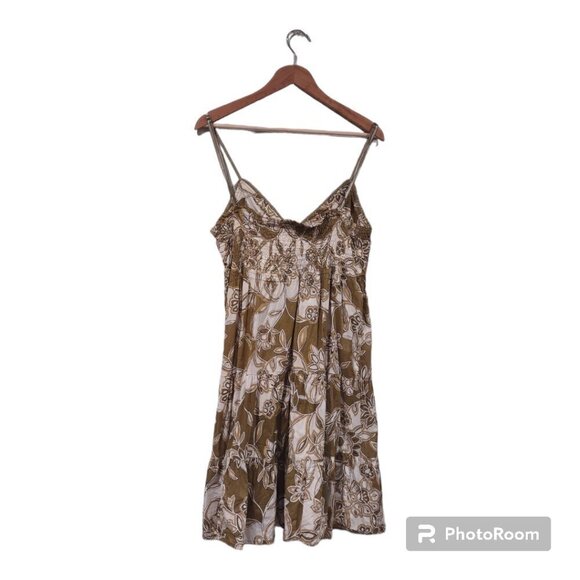 Women's Green Print Midi Cotton Sundress Size Medium - Picture 2 of 7